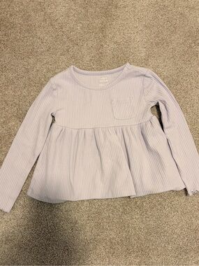 Carter's Light Lavender Ribbed Long-Sleeve Peplum Top